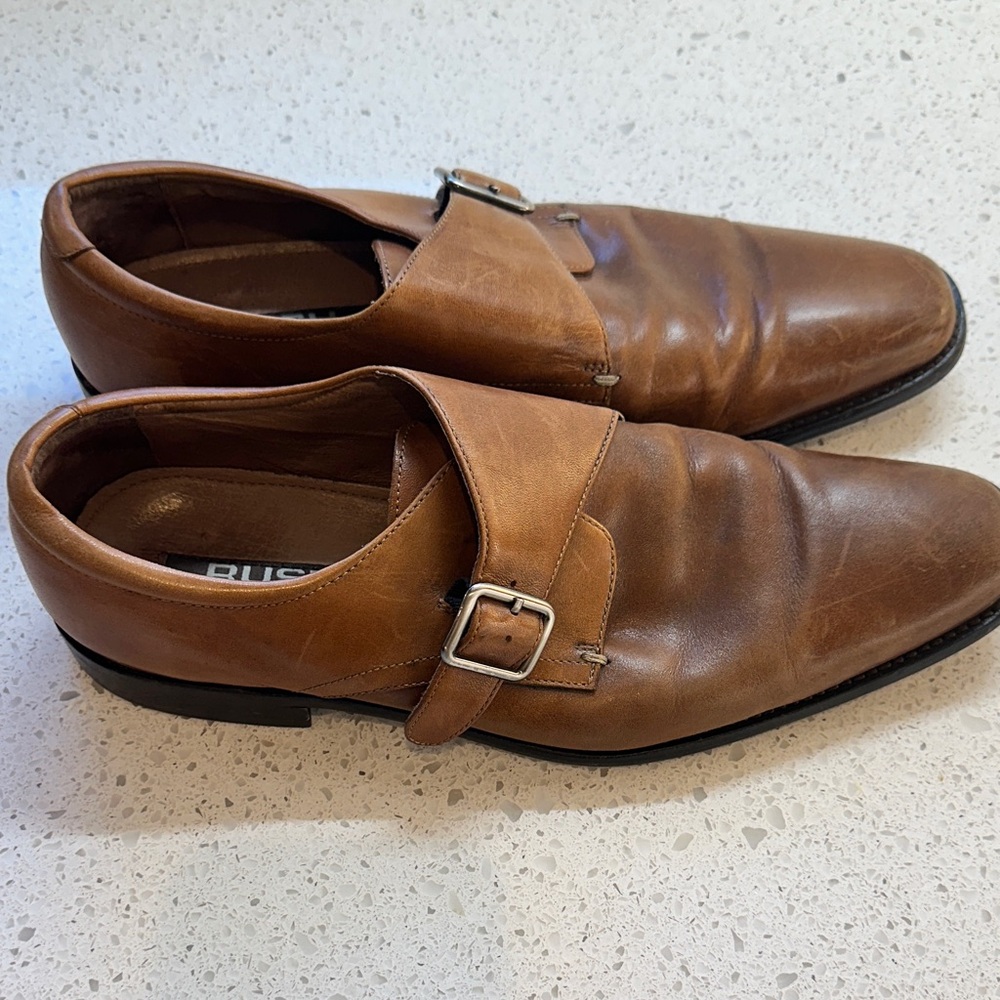 Rush by Gordon RushCognac Leather Monkstrap Dress/Casual Shoes for Men. Size 10